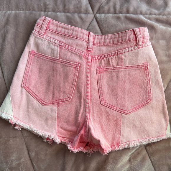 Lane 201 Rhinestone Colorblock Pink Jean Shorts - Picture 3 of 3